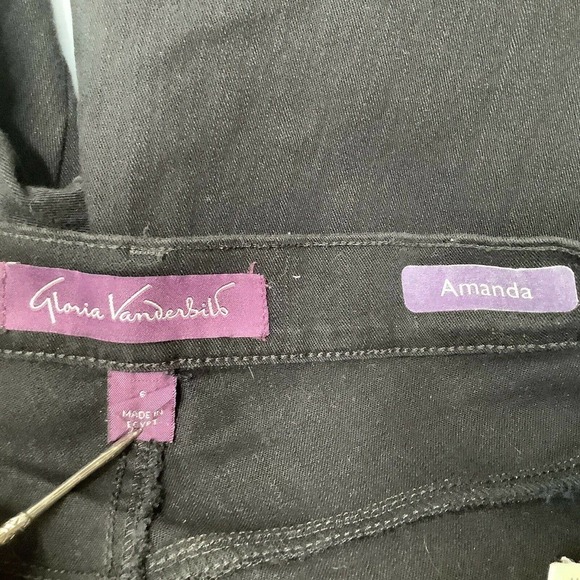 GLORIA Vanderbilt High Waist Amanda Jeans Sz 6 Stretch Denim Black Tapered Studs - Picture 7 of 8